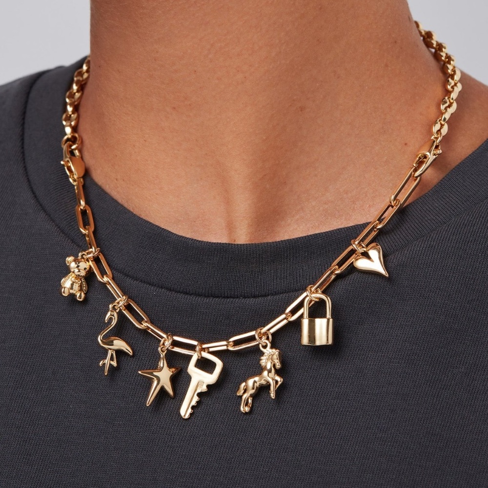 Jenny Bird Gold Charm Necklace NWT
